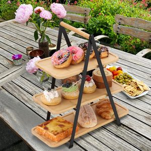 Wooden Display Stand for Cupcake <strong>Dessert</strong> Fruit <strong>3</strong> <strong>Tier</strong> Serving <strong>Tray</strong> for Appetizer Foldable Shelf Food Organizer - Product Image 6