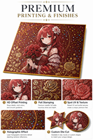 Kartu Shikishi Berlapis Emas Premium, Kartu Ilustrasi Koleksi Cetak Berkualitas untuk Merchandise Game