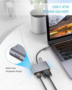 Convertidor de carga de Cable tipo <span class=keywords><strong>C</strong></span> a Hub 4 en 1 para Phone Pad Thunderbolt 3 Adaptador compatible con <span class=keywords><strong>USB</strong></span> 3,0 Tipo-<span class=keywords><strong>C</strong></span> PD 4 en 1 Hub - Product Image 3