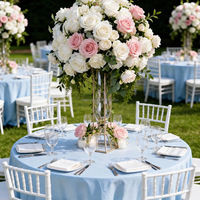 Arrangements de Bouquets de Mariage Simples et Personnalisés en Soie Rose Poudré de Haute Qualité, Style Moderne et Luxueux pour Centre de Table