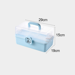 Boîte à médicaments en <span class=keywords><strong>plastique</strong></span>, boîte de stockage pliable de 3 couches de capacité, coffre à médicaments avec serrure, boîte médicale - Product Image 4