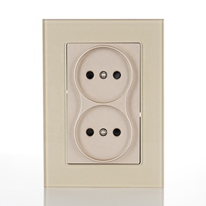 Glass Bảng điều chỉnh Ổ cắm điện tường ổ cắm kính màu đen EU 16A điện tường ổ cắm cho trang trí nội thất - Product Image 1