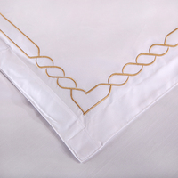 Ensemble de literie d'hôtel de luxe, 100% polyester, bordure brodée, logo personnalisé, taille king queen, 4 pièces, ensemble de linge de lit d'hôtel