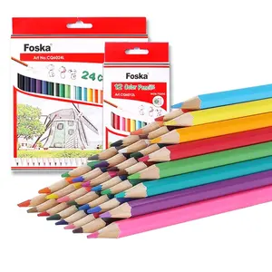 Foska 24 PCs Lápices de dibujo Fabricante profesional Escuela Lápices de colores de madera Juego de Arte de pintura de alta calidad