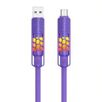 Kabel Data USB Type-C 4-in-1 240W dengan Lampu Ambient Gradien, Pengisian Cepat 5A, Desain Kepang Ramah Lingkungan, Kompatibel dengan Kamera