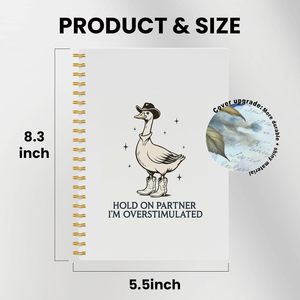 Cuaderno espiral A5 de ganso divertido para salud mental, diario de papel para aliviar la ansiedad, libro de diario 'Hold Partner I'm Overstimulated' - Product Image 3