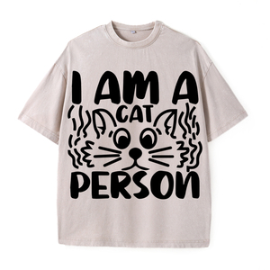 Camiseta Negra de Manga Corta con Estampado Gráfico 'I <span class=keywords><strong>Am</strong></span> a Cat Person', Ropa Casual para Amantes de los Gatos, Atuendos Diarios - Product Image 4