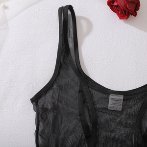 Ensemble de lingerie 3 pièces noir gothique sombre <span class=keywords><strong>en</strong></span> résille transparente, comprenant un body à col <span class=keywords><strong>en</strong></span> U <span class=keywords><strong>et</strong></span> entrejambe ouvert, une ceinture <span class=keywords><strong>porte</strong></span>-<span class=keywords><strong>jarretelles</strong></span> <span class=keywords><strong>et</strong></span> des <span class=keywords><strong>bas</strong></span>, style bondage - Product Image 6