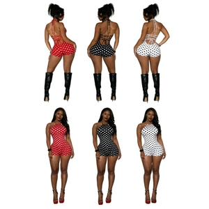 543 Nouvelle collection été Combinaison à bretelles imprimée à pois, col asymétrique et dos nu - Product Image 1