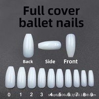 Faux ongles professionnels de haute qualité, 500 pièces, en ABS transparent, forme ballerine, embouts de manucure à couverture complète