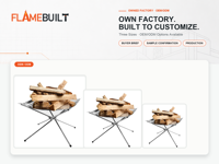 Série FLAMEBUILT – Brasero de camping portable en acier inoxydable avec support tubulaire sectionnel en maille, lit suspendu SUS304, brûleur à bois SUS201