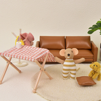 Ensemble de salon maison de poupée miniature avec chien souris en peluche et meubles-Jouet de jeu mignon