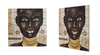 Gros Art Africain Femme Noire Peinture À L'huile sur Toile Peint À La Main Mur Art Photo pour Salon