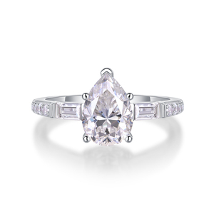 12981 gioielli di lusso classico 925 di moda in argento Sterling anello di nozze a forma di goccia d'acqua Moissanite classico anello di nozze - Product Image 4