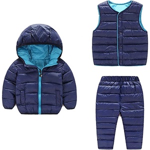 Veste habit de neige matelassé pour garçon <span class=keywords><strong>Gilet</strong></span> et pantalon 3 pièces Costumes chauds d'hiver Vestes pour bébé fille - Product Image 2