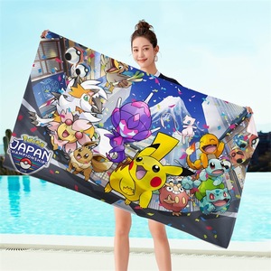 ผ้าขนหนูเด็กคุณภาพสูงลายการ์ตูนโปเกมอน ขนาดใหญ่ เนื้อไมโครไฟเบอร์นุ่มพิเศษ ซึมซับน้ำได้ดี แห้งเร็ว เหมาะสำหรับสระว่ายน้ำ ท่องเที่ยว อาบน้ำ และชายหาด - Product Image 2