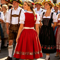 Robe traditionnelle rouge Dirndl pour femmes, Oktoberfest de Munich, Allemagne, robe en dentelle brodée bavaroise, prend en charge ODM et OEM