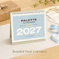 Calendrier de table à spirale double en papier couché, planificateur annuel personnalisé pour la publicité commerciale