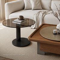 Ensemble de table basse et table carrée de style parquet italien moderne avec rangement, taille/couleur personnalisables pour salon, mobilier de maison