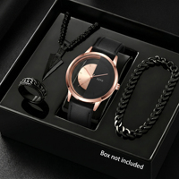 Ensemble de montres pour homme, tendance business, montre à quartz, bracelet, collier, bague, ensemble cadeau parfait pour les amis ou pour papa