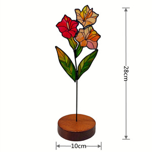 Attrape-lumière <span class=keywords><strong>en</strong></span> verre teinté pour la Fête des Mères, motif floral d'anniversaire, style américain, thème végétal, décoration de bureau <span class=keywords><strong>à</strong></span> domicile, cadeau - Product Image 4