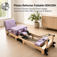 Reformer Pilates en chêne pliable et réglable, portable, de qualité supérieure, pour studio commercial, avec fonctionnement silencieux et ensemble complet