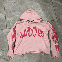 Hoodie court personnalisé streetwear avec logo 3D en mousse, en molleton 100% coton, coupe éco-responsable, coupe-vent, sans cordons, ourlet brut, effet bouffant, pour homme
