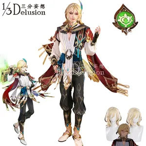 OEM personalizado de alta calidad Genshin Impact Kaveh Cosplay disfraz Sumeru Anemo traje hombres Anime juego Halloween uniforme peluca conjunto completo