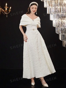 Tùy chỉnh dệt jacquard với tùy chỉnh Jacquard vải mô hình để làm Rhinestone Jacquard tắt vai thanh lịch dài Ăn mặc - Product Image 5