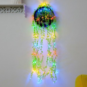 Guirlande Lumineuse LED Feuilles de Lierre, Eucalyptus Vert, <span class=keywords><strong>Rideau</strong></span> de Feuilles de Saule, Alimentation <span class=keywords><strong>Solaire</strong></span>, IP65, Télécommandée, Décorative pour Fêtes - Product Image 5