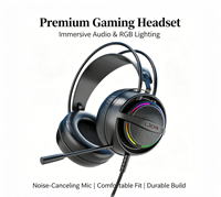 LDON 518 Earphone Gaming Berkabel Over-Ear Headset Mikrofon RGB Kulit Logam AAC Audiophile Suara Surround Tombol Latensi Rendah