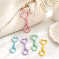 Porte-clés Cœur Couleur Bonbon avec Fermoir à Pression et Chaîne, Anneau en O à Ressort pour Accessoires, Bricolage, Artisanat, Support de Clés, Breloque de Sac
