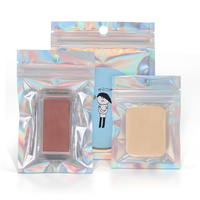 Emballage personnalisé de haute qualité à trois soudures latérales, étanche à l'humidité, holographique, avec fermeture éclair, pour cosmétiques, bijoux, montres, en Mylar laser arc-en-ciel