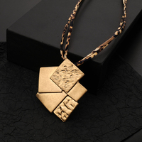 TongLing européen imprimé léopard corde collier court carré géométrique pendentif collier pour accessoires quotidiens