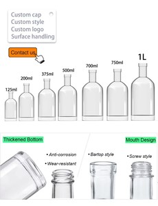 Bouteilles à liqueur en verre givré blanc cristal sur mesure (700ml/750ml/1000ml) - Couleurs et formes personnalisables, bouchon scellé, marque Oymay - Product Image 5