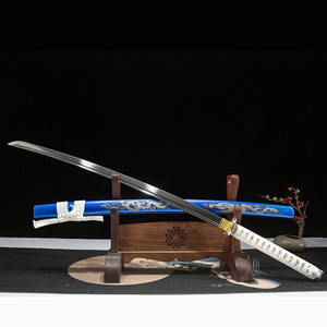 เหล็กกล้าคาร์บอนสูง ผลิตโดยหลงเฉวียน ตีขึ้นรูปด้วยมือ ทาสีน้ำเงิน ลายมังกร ดาบยาว 103 ซม. ของตกแต่งบ้าน ของสะสม ของขวัญ - Product Image 4