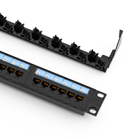 Panneau de brassage UTP non câblé 1U 19 pouces en acier, 24 ports RJ45 modulaires, Cat5e Cat6 Cat6A, pour gestion de câbles réseau de haute qualité