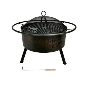 Commercio all'ingrosso 30 "patio rotondo in metallo portatile senza fumo braciere a legna ciotola stufa braciere grill per giardino