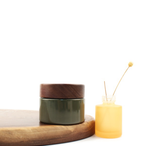 Phân Hủy Sinh Học Màu Đen Óc Chó Nắp Mỹ Phẩm Jar Thủy Tinh Kem Container Với Màu Đen Óc Chó Bằng Gỗ Nhôm Nắp Bj10t - Product Image 3