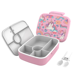 กล่องอาหารกลางวันนำกลับมาใช้ใหม่ได้5ช่องกล่องไมโครเวฟพร้อมเครื่องใช้บนโต๊ะอาหารแบบเกาหลีใช้ซ้ำได้ - Product Image 6