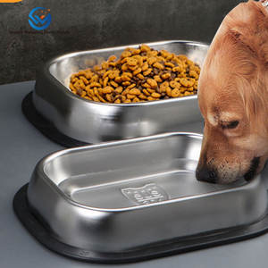 Sampel warna ramah lingkungan mangkuk anjing baja tahan karat produk pemberi makan hewan peliharaan persegi - Product Image 3