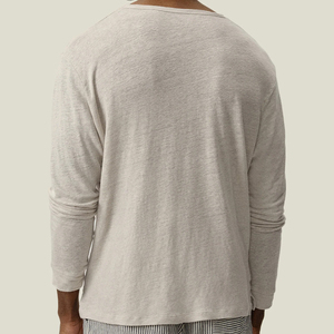 Maglietta a maniche lunghe da <span class=keywords><strong>uomo</strong></span> <span class=keywords><strong>in</strong></span> <span class=keywords><strong>lino</strong></span> e cotone, <span class=keywords><strong>t</strong></span>-<span class=keywords><strong>shirt</strong></span> <span class=keywords><strong>in</strong></span> jersey organico, <span class=keywords><strong>t</strong></span>-<span class=keywords><strong>shirt</strong></span> ecologica da <span class=keywords><strong>uomo</strong></span> con scollo rotondo. - Product Image 2