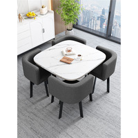 Table de négociation circulaire minimaliste moderne en MDF avec chaises, idéale pour l'accueil commercial, table de bureau et de loisirs 4 places