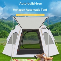 Tente de camping six côtés pliable portable pour l'extérieur, randonnée, résistante à l'eau, épaissie, ensemble complet d'équipement