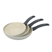 Ensemble de 3 poêles à frire antiadhésives en marbre Batterie de cuisine portable en aluminium pour la maison Stock à prix économique pour la salle à manger