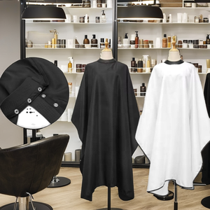 ผ้าคลุมคอตัดผมแบบกันน้ำ ผลิตจากผ้าพองจี เป็นมิตรกับสิ่งแวดล้อม พร้อมโลโก้สั่งทำได้ สำหรับร้านทำผมมืออาชีพ - Product Image 2