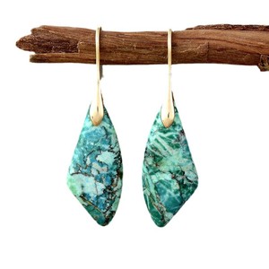 Pendientes colgantes de piedra natural bohemia, forma de lágrima morada, joyería de moda de aleación - Product Image 5