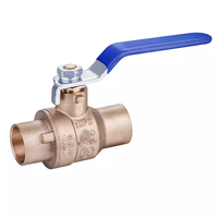 Robinet à bille en laiton forgé CW724R CW510L 1/2" 3/4" 1" PN25 à débit plein avec poignée rouge/bleue