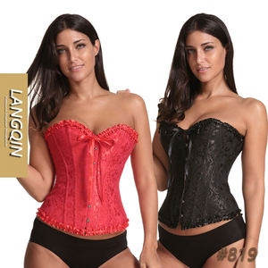 LANQIN Corset de mariée blanc, surbuste à baleines en acier, jacquard floral damassé, gaine amincissante pour mariage, effet ventre plat - Product Image 1