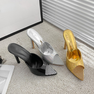 Sandales et mules à talons pour femmes, nouveautés 2025, best-sellers, à bout ouvert et ornées de strass - Product Image 4